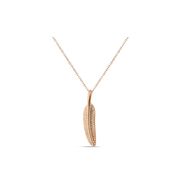 Polo Exchange Rose Gold Feather Pendant Necklace