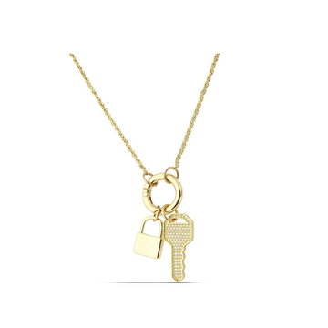 Polo Exchange Key Lock Pendant Gold Tone Necklace