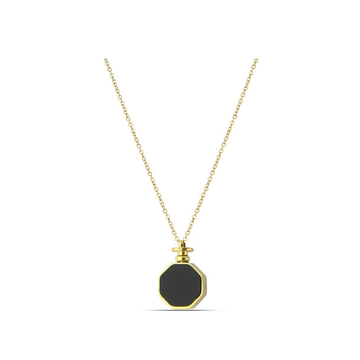 Polo Exchange Black/White Pendant Gold Plated Necklace