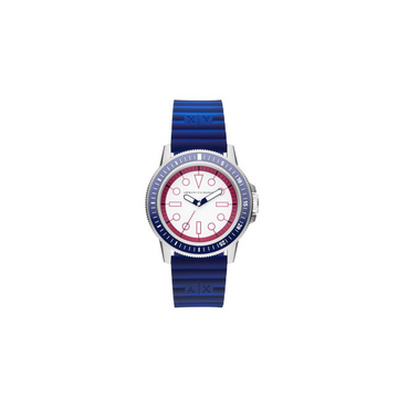 Armani Exchange Three-Hand Blue and Purple Silicone Watch