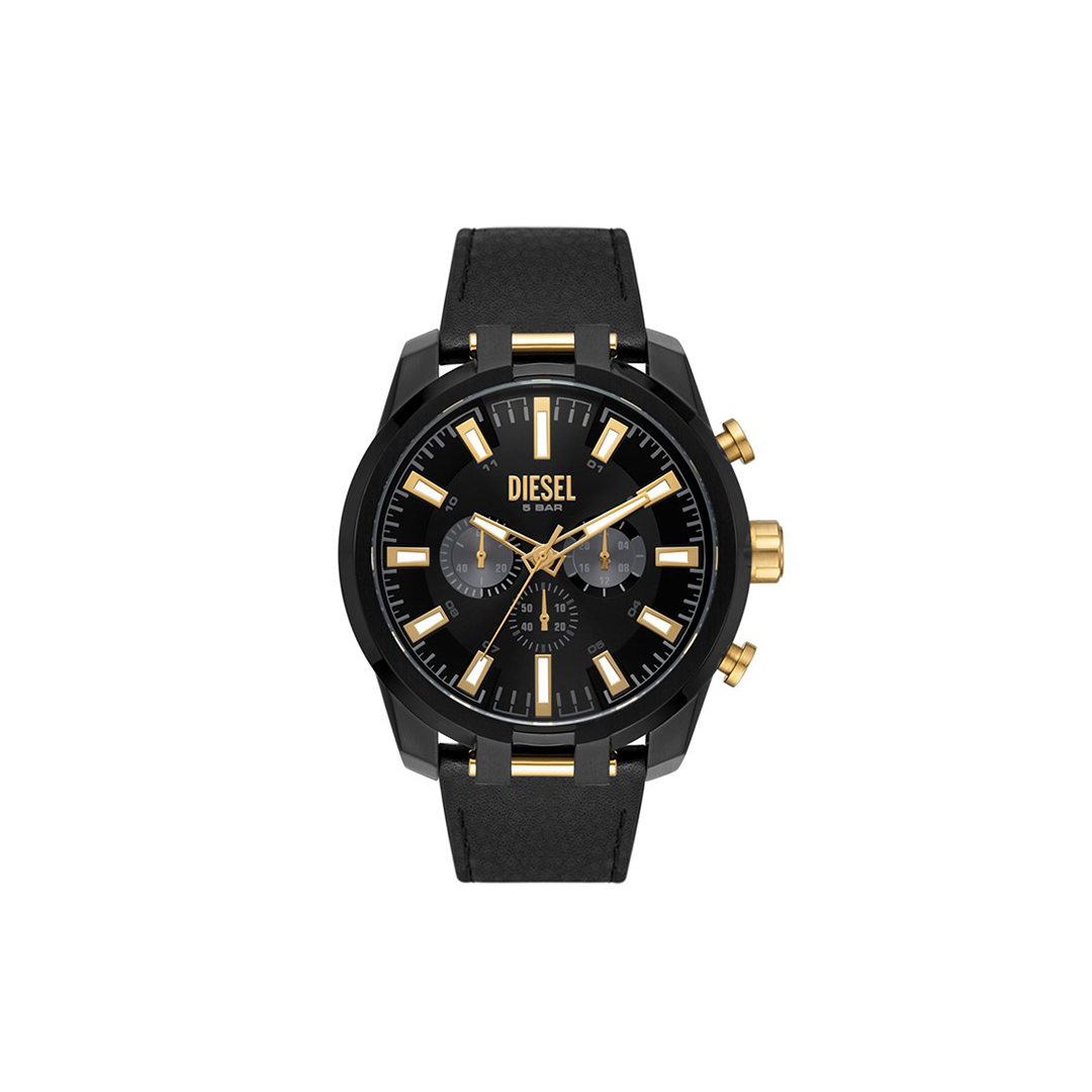 Diesel black leather watch clearance