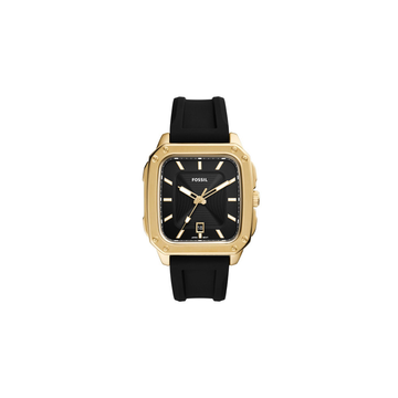 Fossil Inscription Three-Hand Date Black Silicone Watch