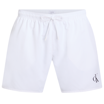 Calvin Klein Medium Drawstring Swim Shorts CK Monogram White With Black Logo