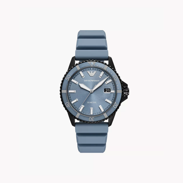 Emporio Armani World Explorer Three-Hand Date Blue Silicone Watch