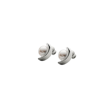 Skagen Agnethe Pearl Silver-Tone Stud Earrings