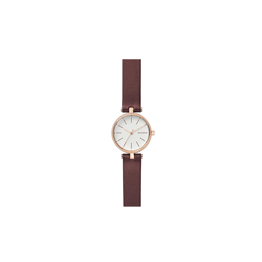 Skagen Leather Signatur Red Round Watch For Women