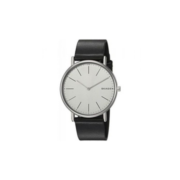 Skagen Signatur Slim Titanium and Black Leather Watch