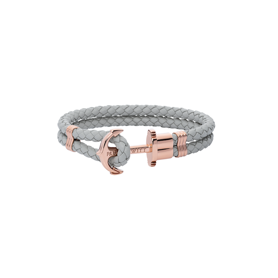 Paul Hewitt Pink Anchor Phrep Leather Grey Bracelet