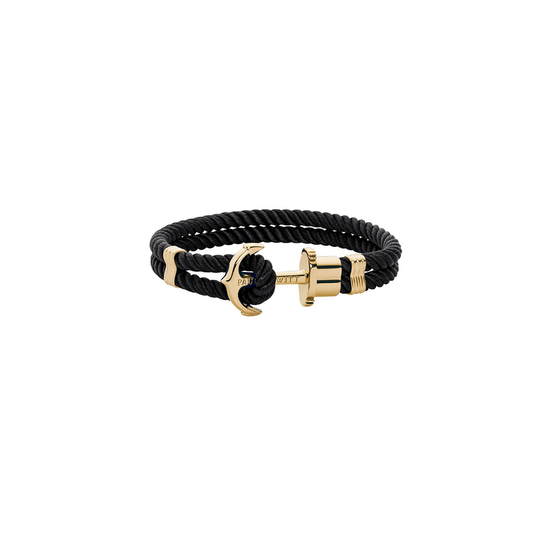 Paul Hewitt Black Gold Nylon Anchor Bracelet