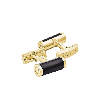 Davidoff Essentials Collection Barrel-Light Gold/Black Cufflinks