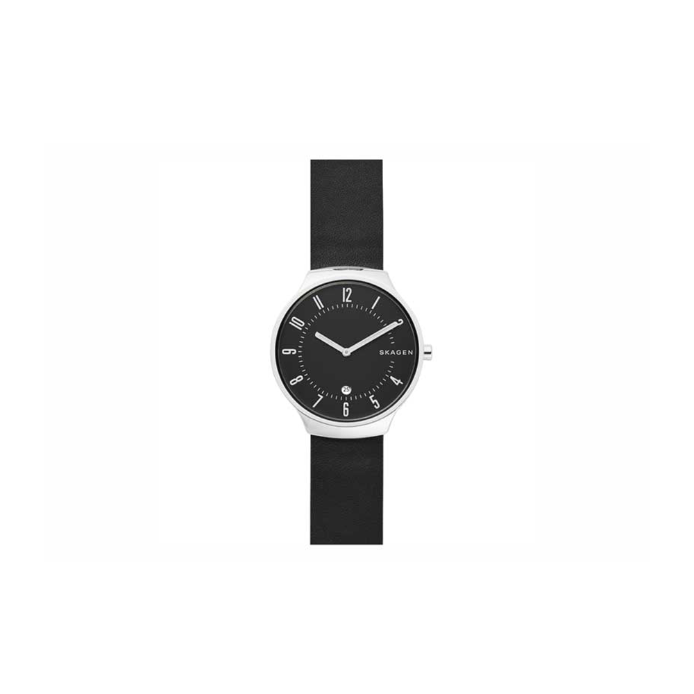 Skagen Grenen Black Leather Watch