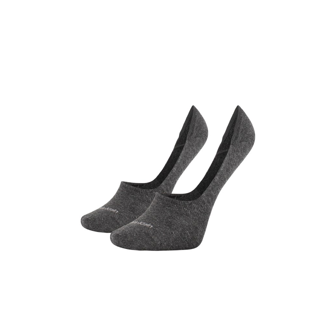 Calvin Klein 2 Pack Logo Invisible Grey Socks