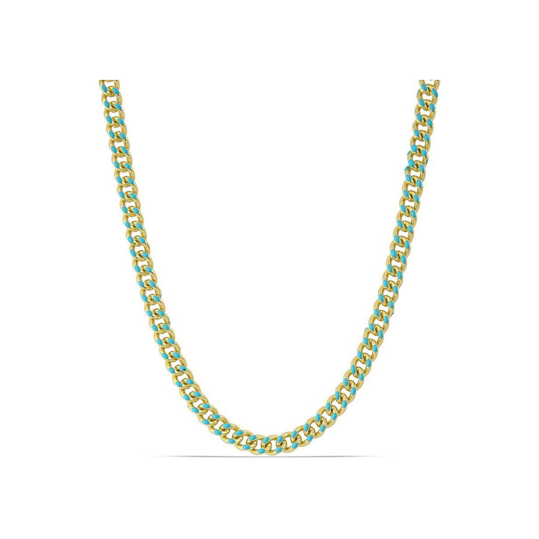 Polo Exchange Aqua Enamel Gourmet Gold Tone Necklace