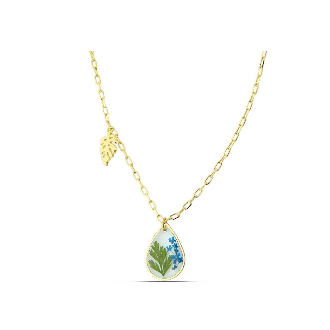 Polo Exchange Leaf Pendant Gold Tone Chain Necklace