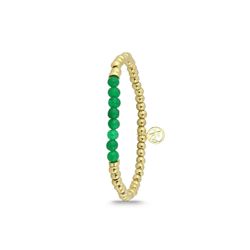 Polo Exchange Green Semi Precious Stones Gold Beads Bracelet