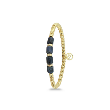 Polo Exchange Blue Semi Precious Stones Gold Tone Beads Bracelet