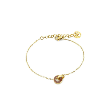 Polo Exchange Brown Pendant Gold Plated Bracelet