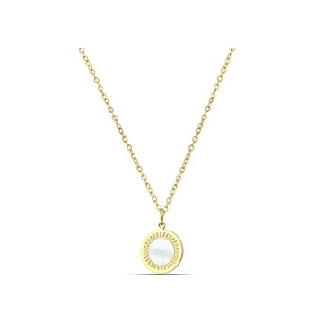Polo Exchange White Pendant Gold Plated Chain Necklace