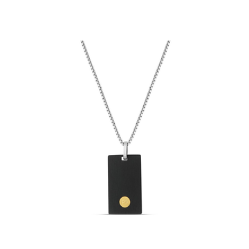 Polo Exchange Black/Gold Pendant Stainless Silver Tone Necklace