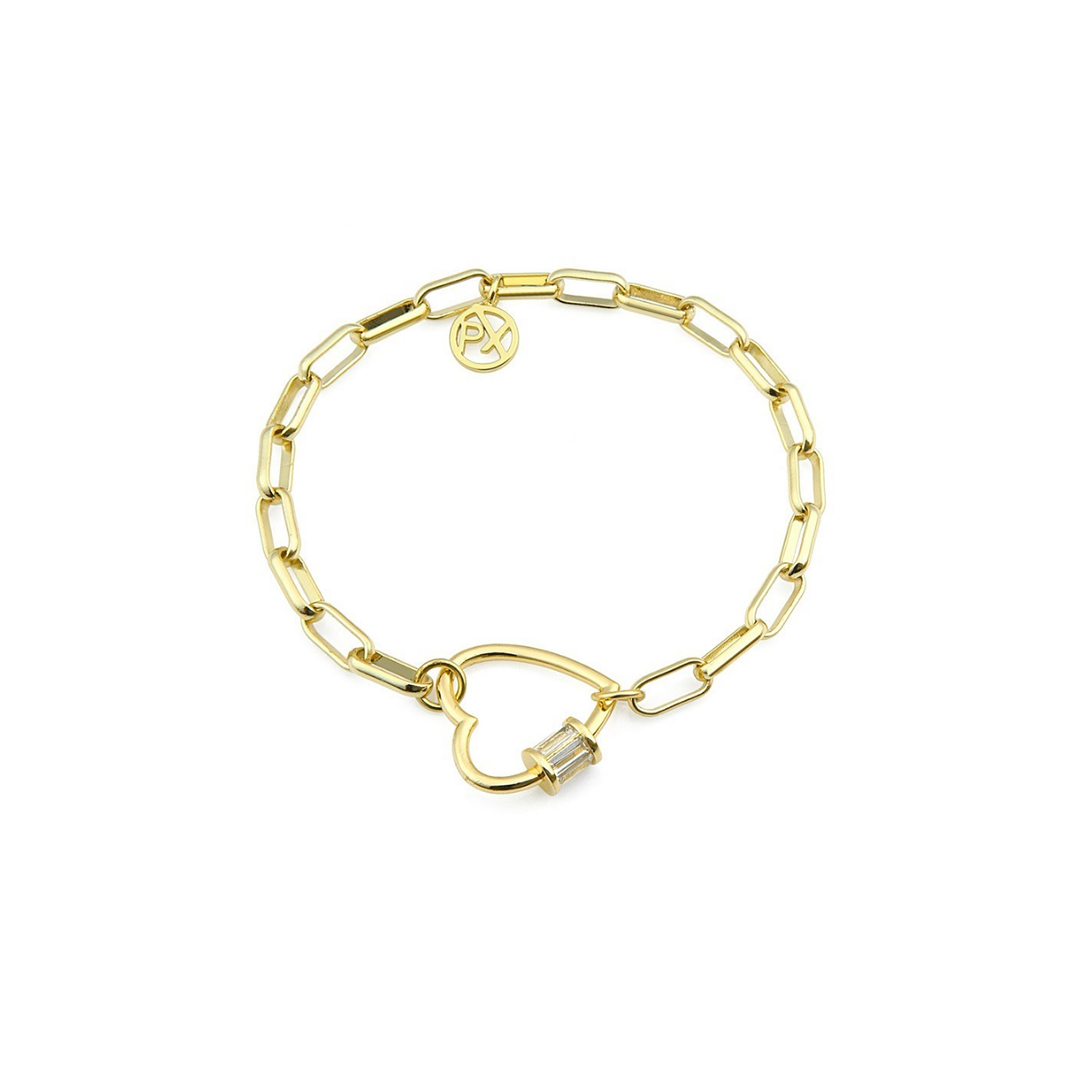 Polo Exchange Heart Gold Tone Stainless Chain Bracelet - BRS51-J441301B-1