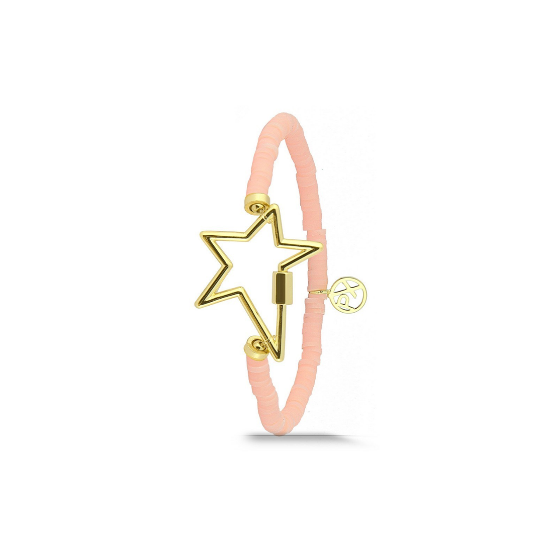 Polo Exchange Pink Drops Star Gold Tone Bracelet