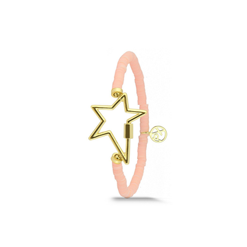 Polo Exchange Pink Drops Star Gold Tone Bracelet