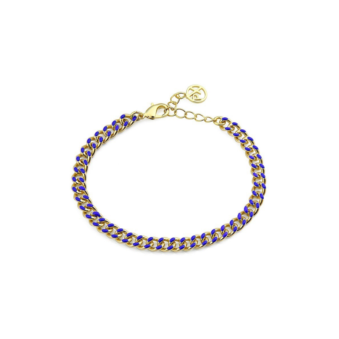 Polo Exchange Blue Enamel Gourmet Gold Tone Bracelet
