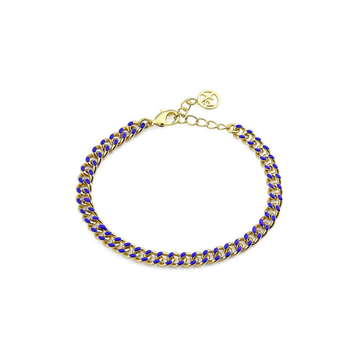 Polo Exchange Blue Enamel Gourmet Gold Tone Bracelet