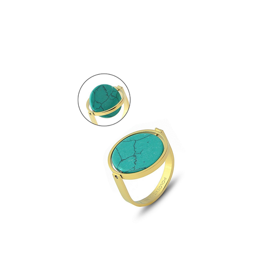 Polo Exchange Turquoise Natural Stone Gold Ring