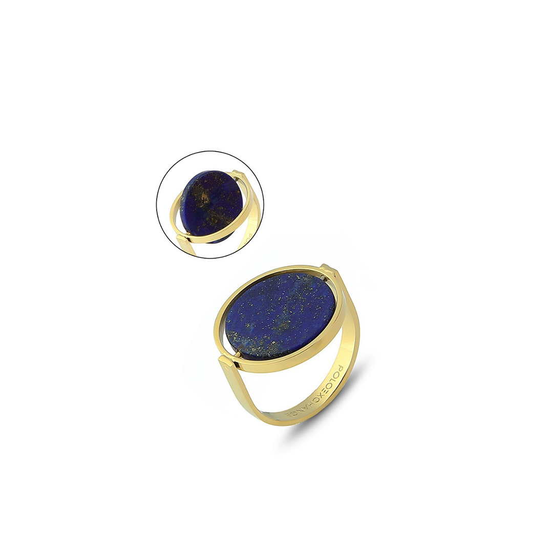 Polo Exchange Dark Blue Natural Stones Gold Ring