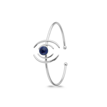 Polo Exchange Semi Precious Blue Stone Silver Bangle Bracelet