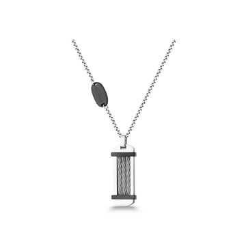 Polo Exchange Black Stainless Steel Pendant Necklace - ST52-ANR-YSP20
