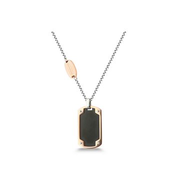Polo Exchange Black Rose Gold Pendant Stainless Necklace