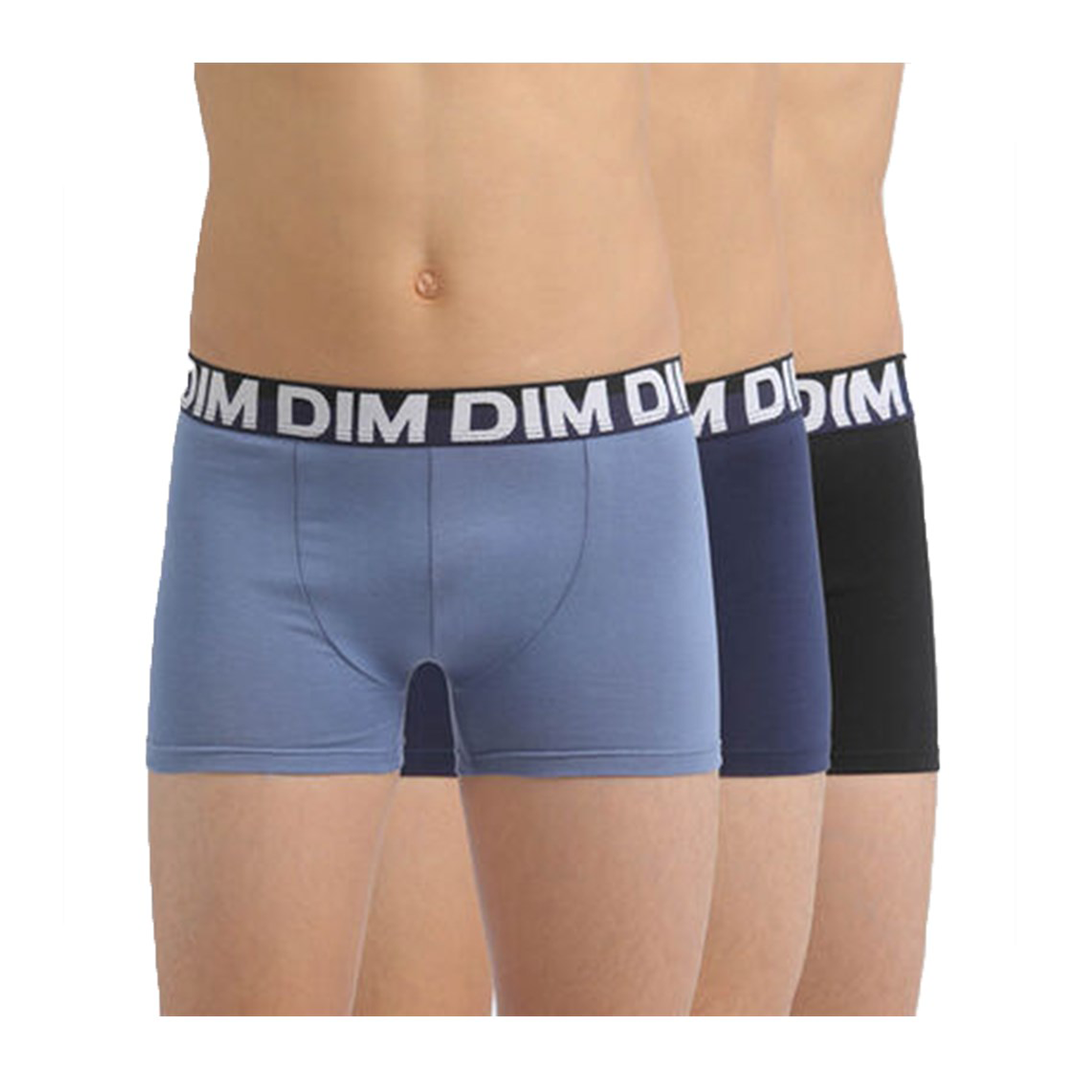 Dim Boys 3 Pack Cotton Stretch Blue/Black Boxers