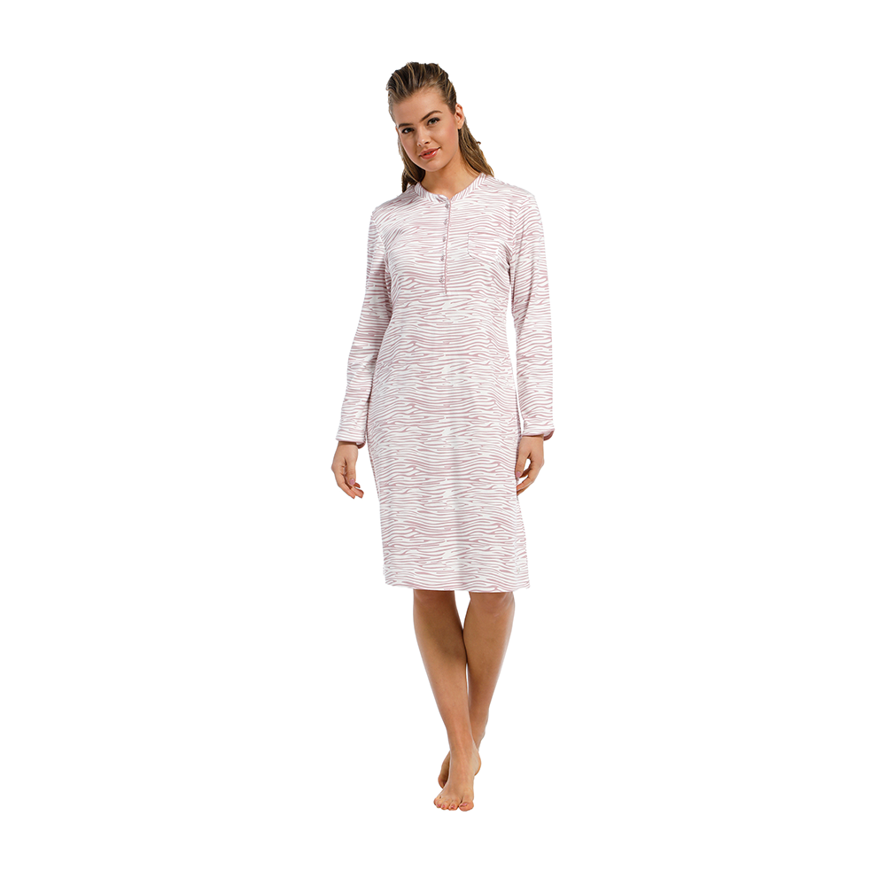 Pastunette Nightgown Interlock In  Zebra Pink/White