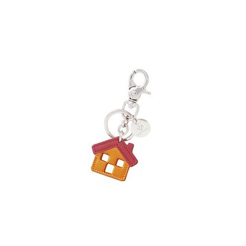 Roberto Mantellassi House Shaped Orange and Red Leather Keyring