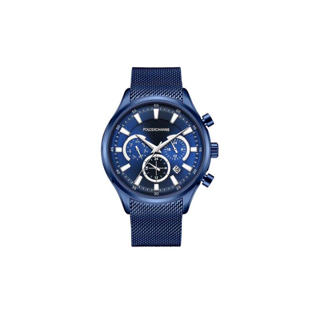 Polo Exchange Stainless Steel Blue Watch