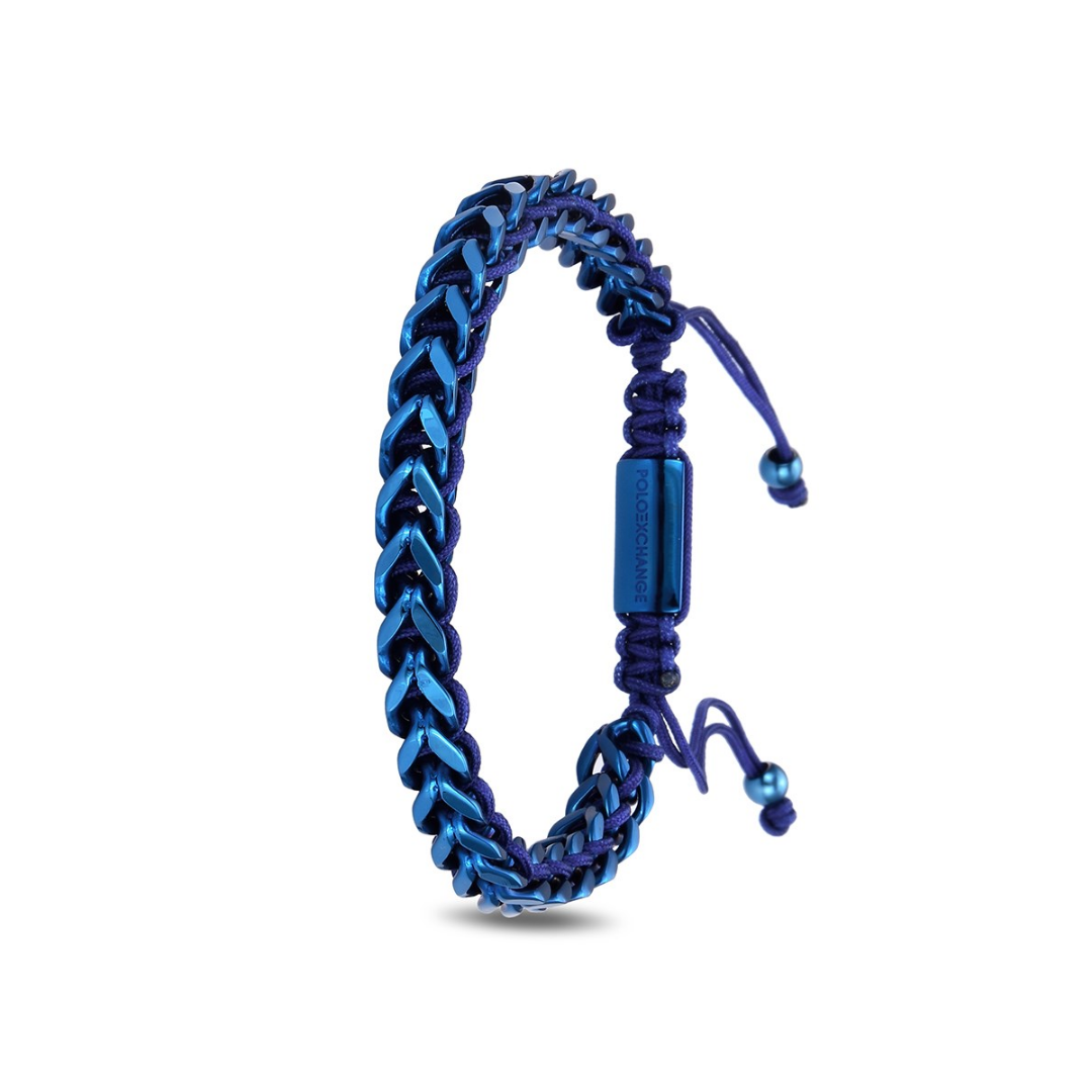 Polo Exchange Blue Fabric Stainless Bracelet