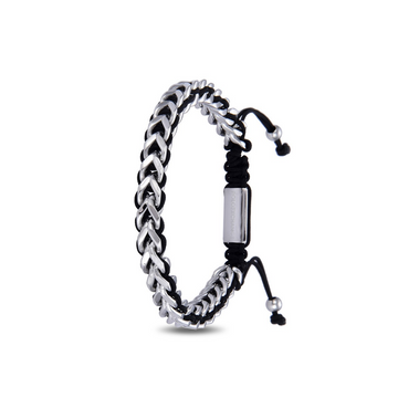 Polo Exchange Black Fabric Stainless Silver Bracelet - ST46-PXY1170