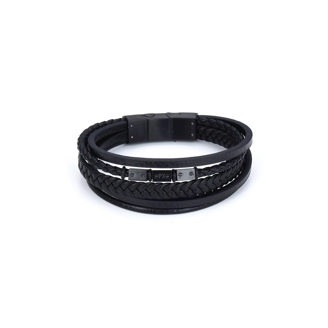 Polo Exchange Black Leather Bracelet - ST46-PXY946
