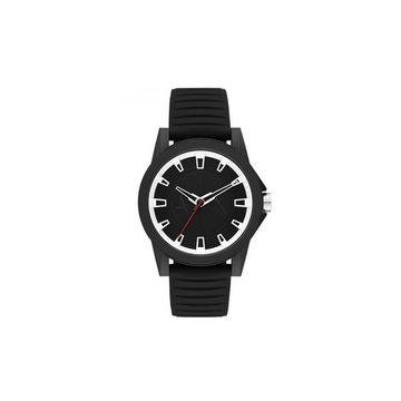 Armani Exchange Three-Hand Black Silicone Watch