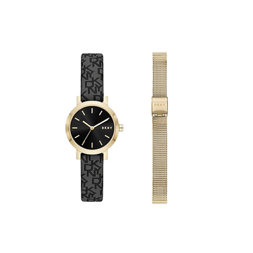 DKNY Soho Black Fabric Watch and Strap Set