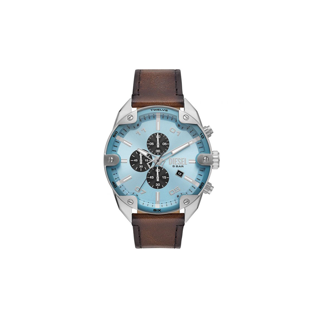 Diesel Spiked Chronograph Brown Leather Watch