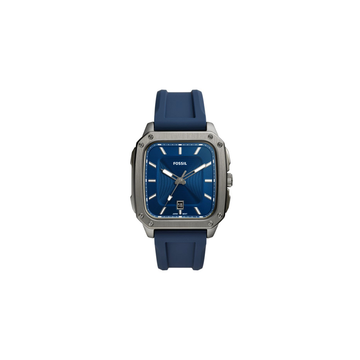 Fossil Inscription Three-Hand Date Navy Silicone Watch