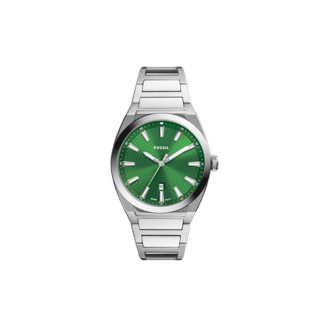 Fossil Everett Three-Hand Date Stainless Steel Green Dial Watch