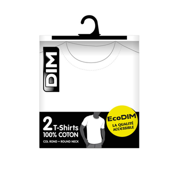 Dim Pack Of 2 White Ecodim Crew-Neck T-Shirts In Pure Cotton