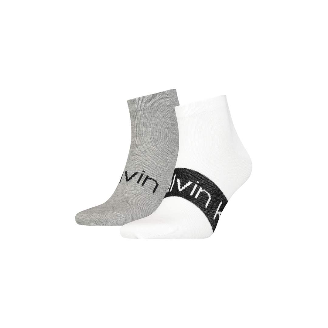 Calvin Klein 2 Pack Sneaker Logo Ribbon White Socks