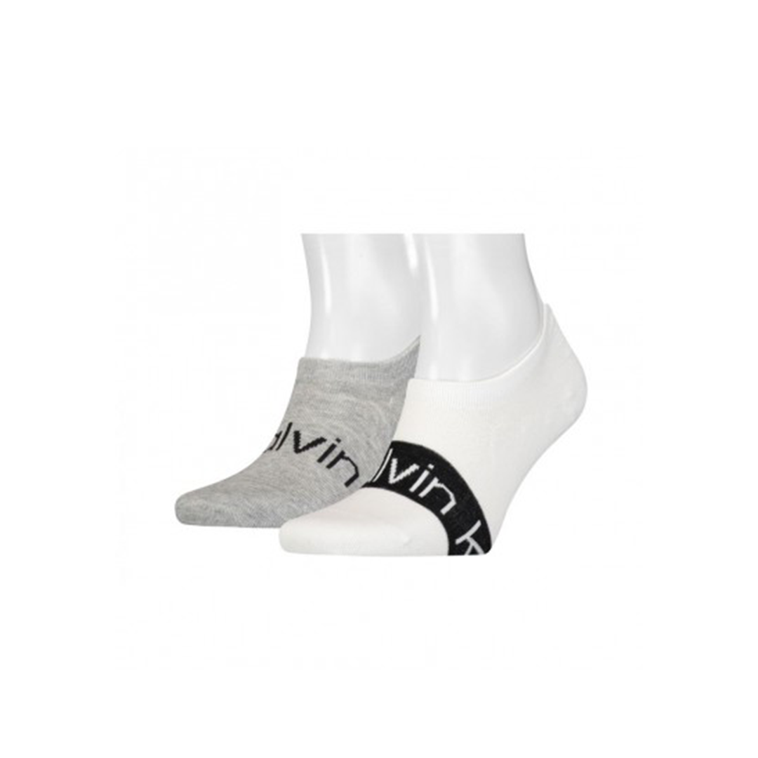 Calvin Klein 2 Pack Footie High Cut Logo Ribbon White Socks