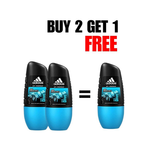 Adidas Ice Dive Roll On 50ml, Pack of 2&1 Free