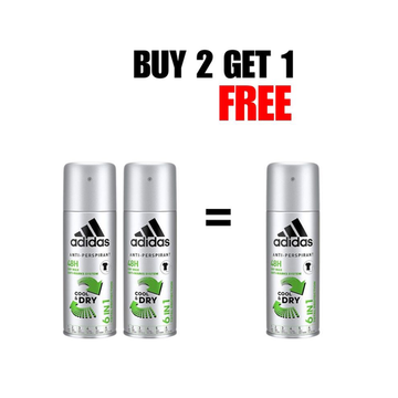 Adidas Men 6In1 Act 3 Anti-perspirant Deodorant , Pack of 2&1 Free